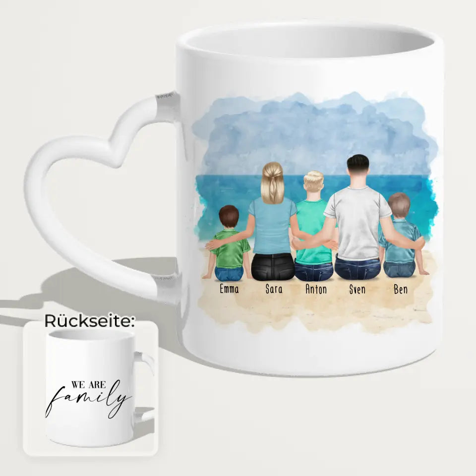 Personalisierte Tasse mit Familie (1 Kleinkind + 1 Kind + 1 Teenanger)