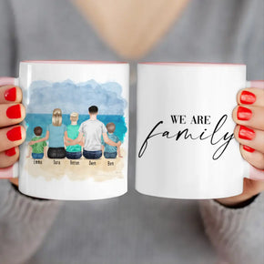 Personalisierte Tasse mit Familie (1 Kleinkind + 1 Kind + 1 Teenanger)