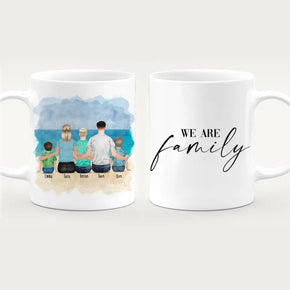 Personalisierte Tasse mit Familie (1 Kleinkind + 1 Kind + 1 Teenanger)