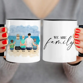 Personalisierte Tasse mit Familie (1 Kleinkind + 1 Kind + 1 Teenanger)