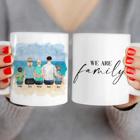 Personalisierte Tasse mit Familie (1 Kleinkind + 1 Kind + 1 Teenanger)