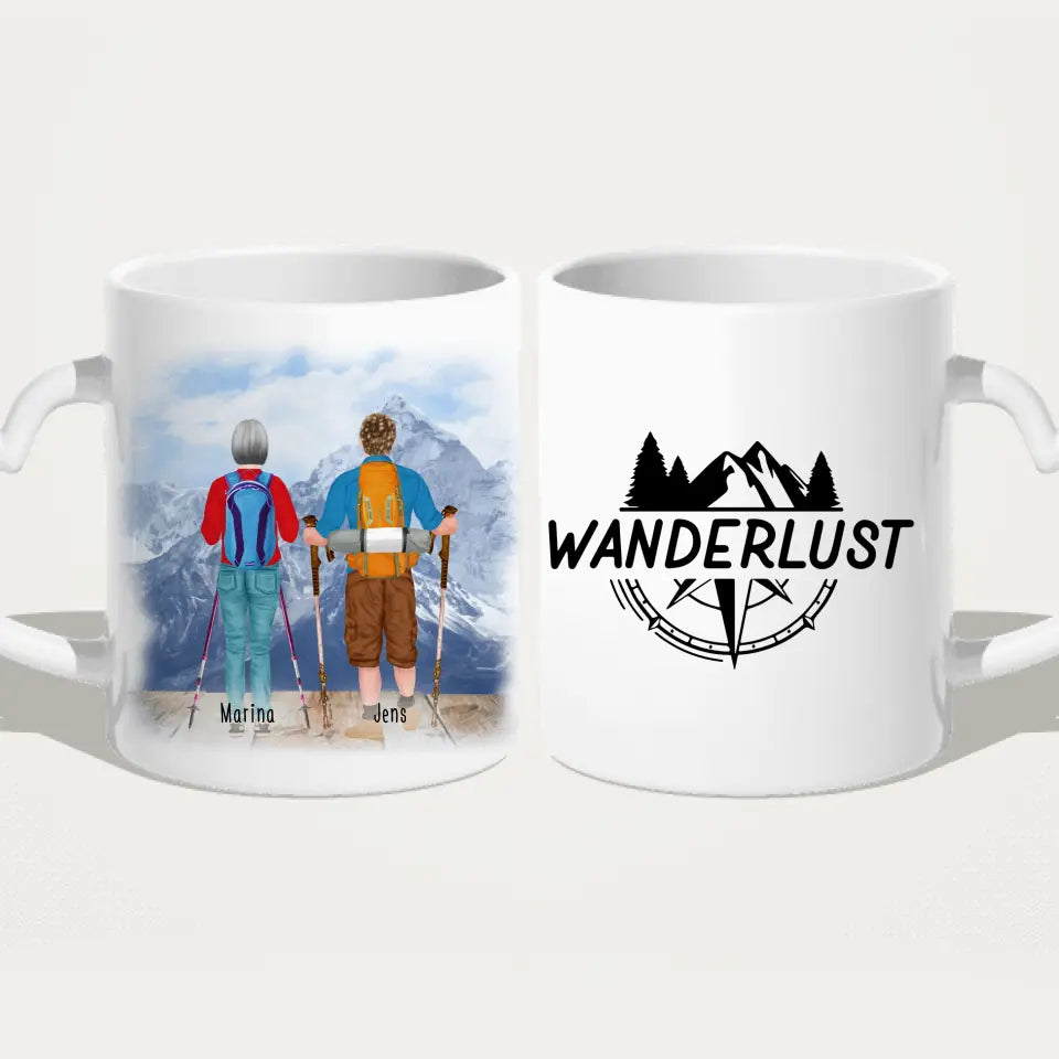 Personalisierte Tasse mit 2 Wanderern