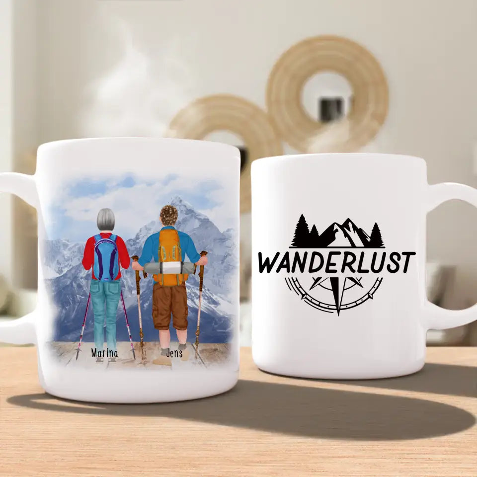 Personalisierte Tasse mit 2 Wanderern