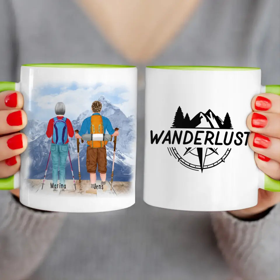 Personalisierte Tasse mit 2 Wanderern