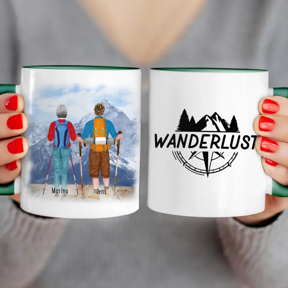 Personalisierte Tasse mit 2 Wanderern