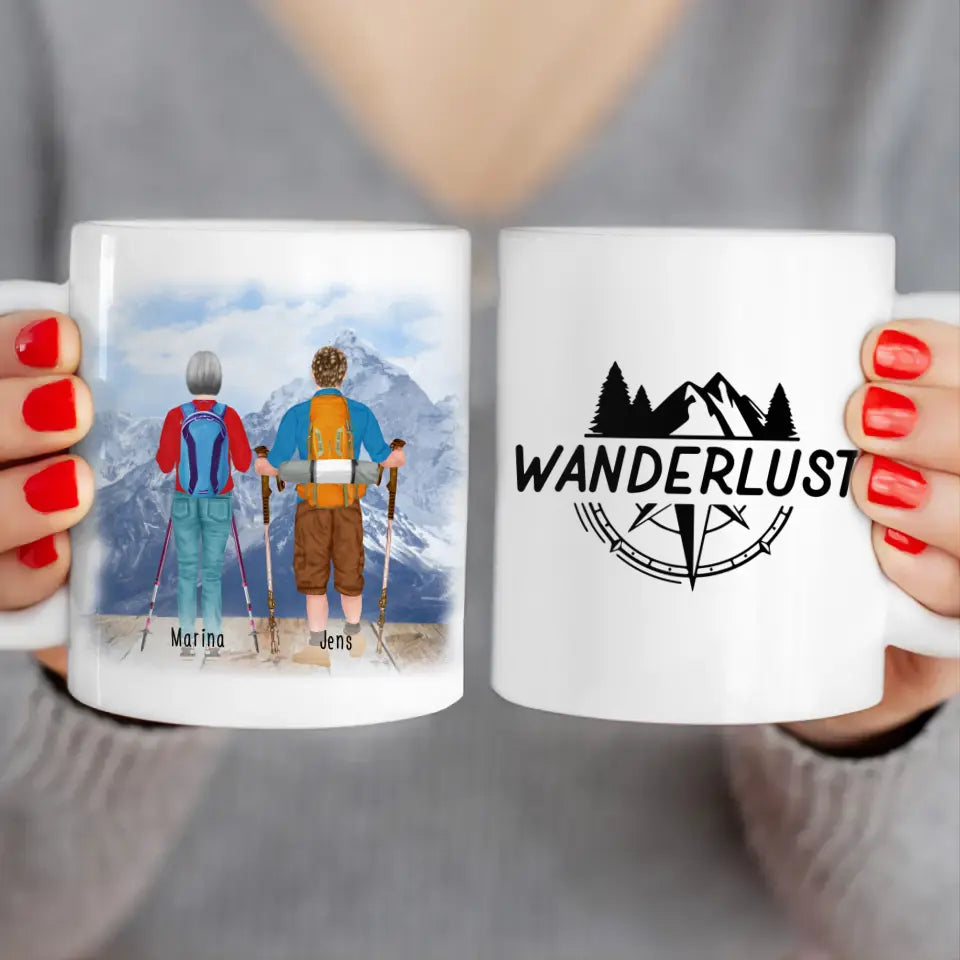 Personalisierte Tasse mit 2 Wanderern