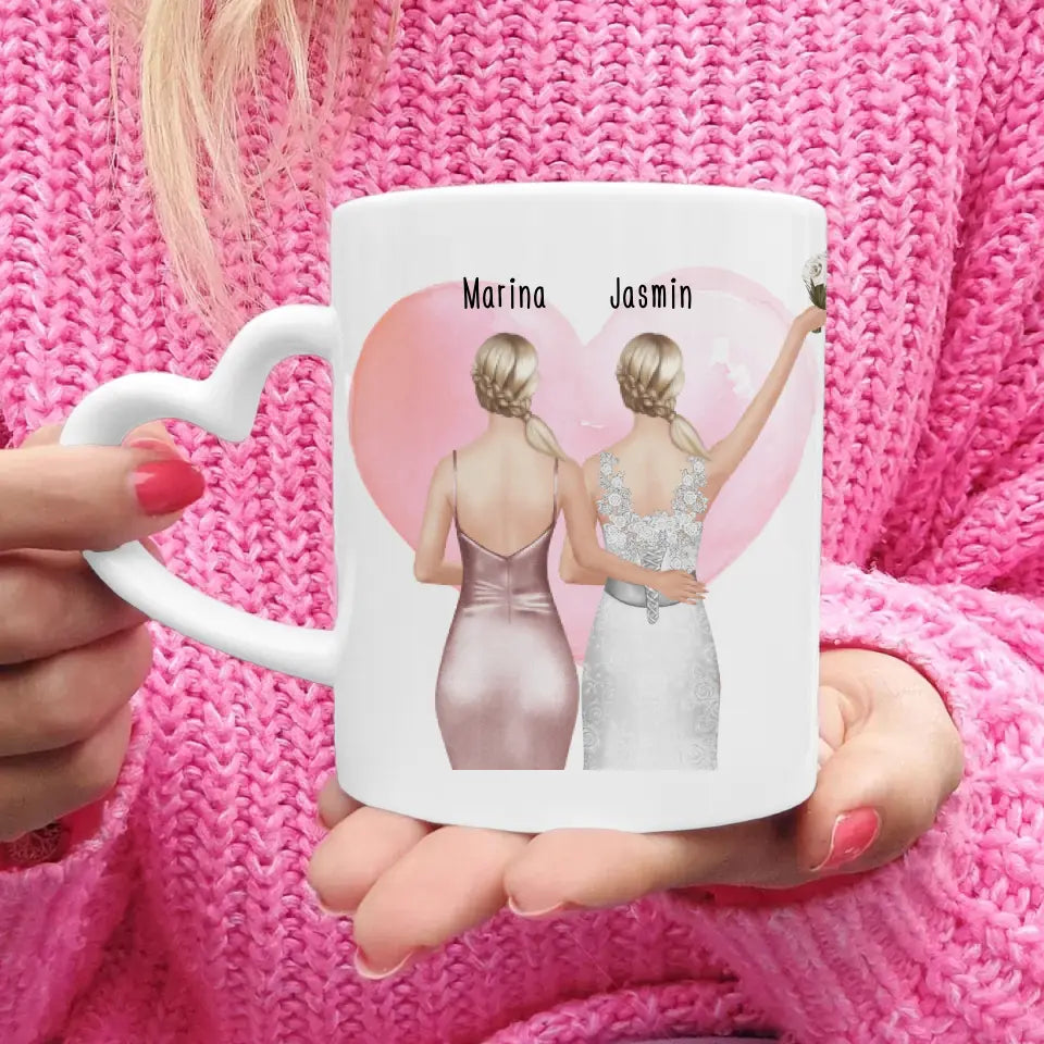 Personalisierte Tasse mit Trauzeugin und Braut - Hochzeitsgeschenk - Trauzeugin Geschenk