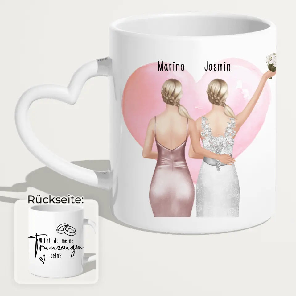 Personalisierte Tasse mit Trauzeugin und Braut - Hochzeitsgeschenk - Trauzeugin Geschenk