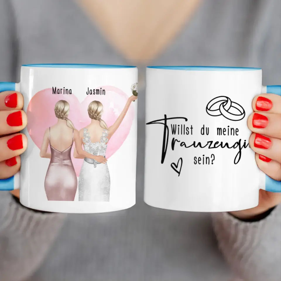 Personalisierte Tasse mit Trauzeugin und Braut - Hochzeitsgeschenk - Trauzeugin Geschenk