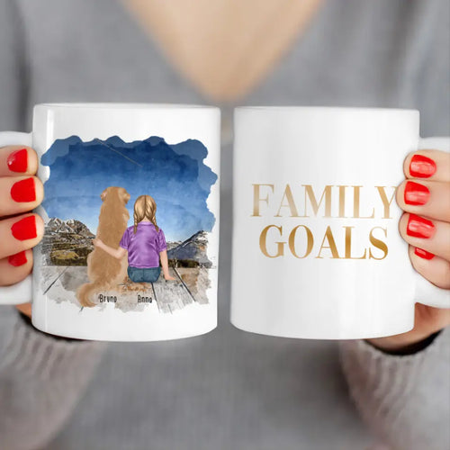 Personalisierte Tasse - 1 Kind und 1 Hund