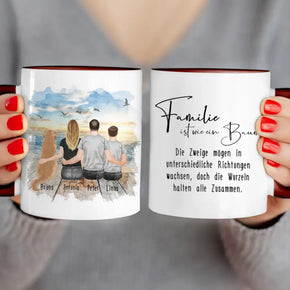 Personalisierte Tasse mit Familie + 1 Hund (1 Teenager)