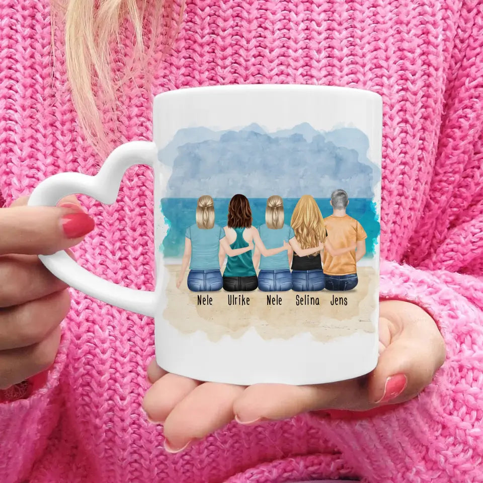 Personalisierte Tasse - Beste Freunde (4 Frauen + 1 Mann)