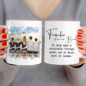 Personalisierte Tasse mit Familie (2 Teenagerinnen + 1 Teenager)