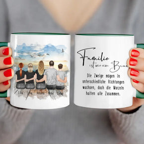 Personalisierte Tasse mit Familie (2 Teenagerinnen + 1 Teenager)