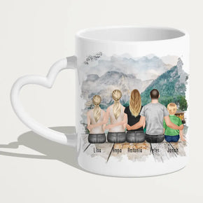 Personalisierte Tasse - 1 Teenagerin + 2 Frauen + 1 Mann + 1 Kind