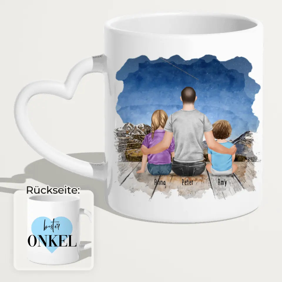 Personalisierte Tasse - 1 Kind + 1 Mann + 1 Baby - Bester Onkel