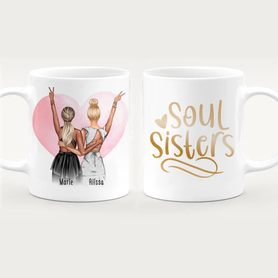 Personalisierte Tasse - Beste Freundin mit Kleid (2 Freundinnen) - Freundinnen Tasse