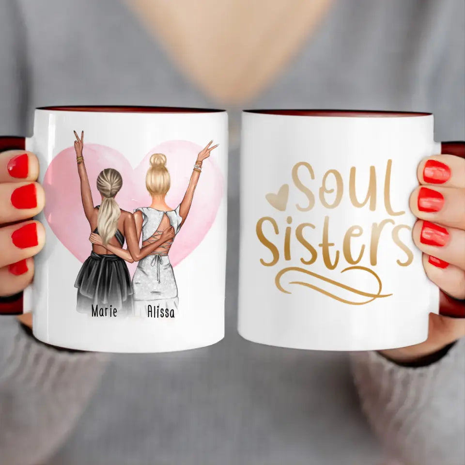 Personalisierte Tasse - Beste Freundin mit Kleid (2 Freundinnen) - Freundinnen Tasse