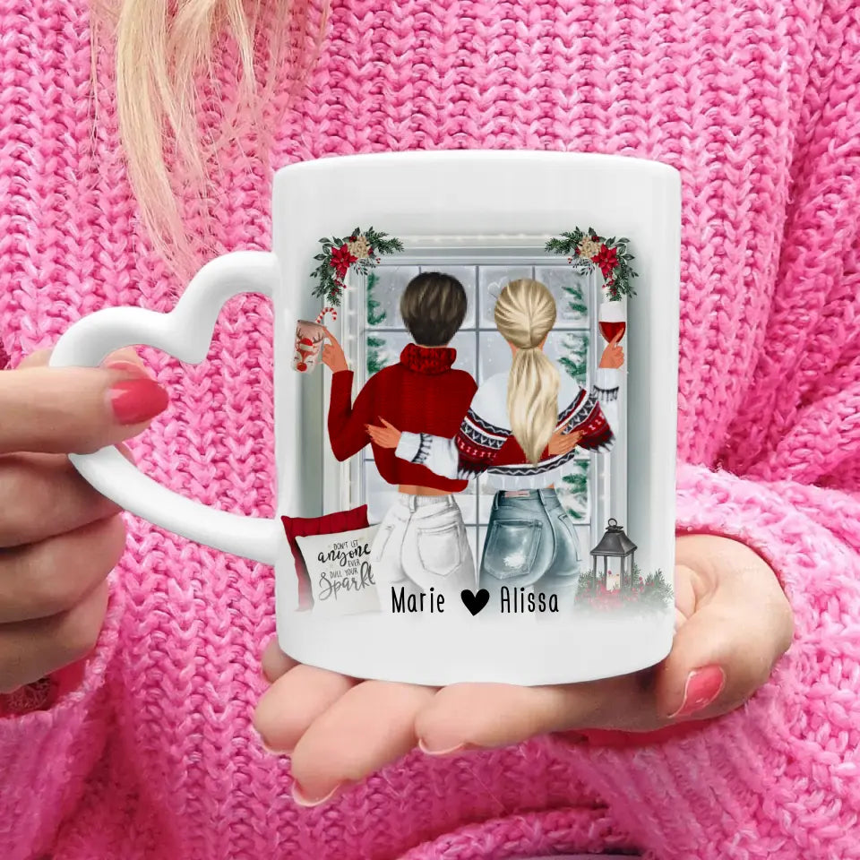 Personalisierte Tasse Beste Freundin (2 Freundinnen) - Weihnachtstasse