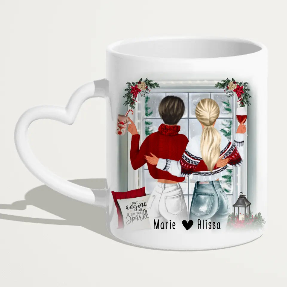 Personalisierte Tasse Beste Freundin (2 Freundinnen) - Weihnachtstasse