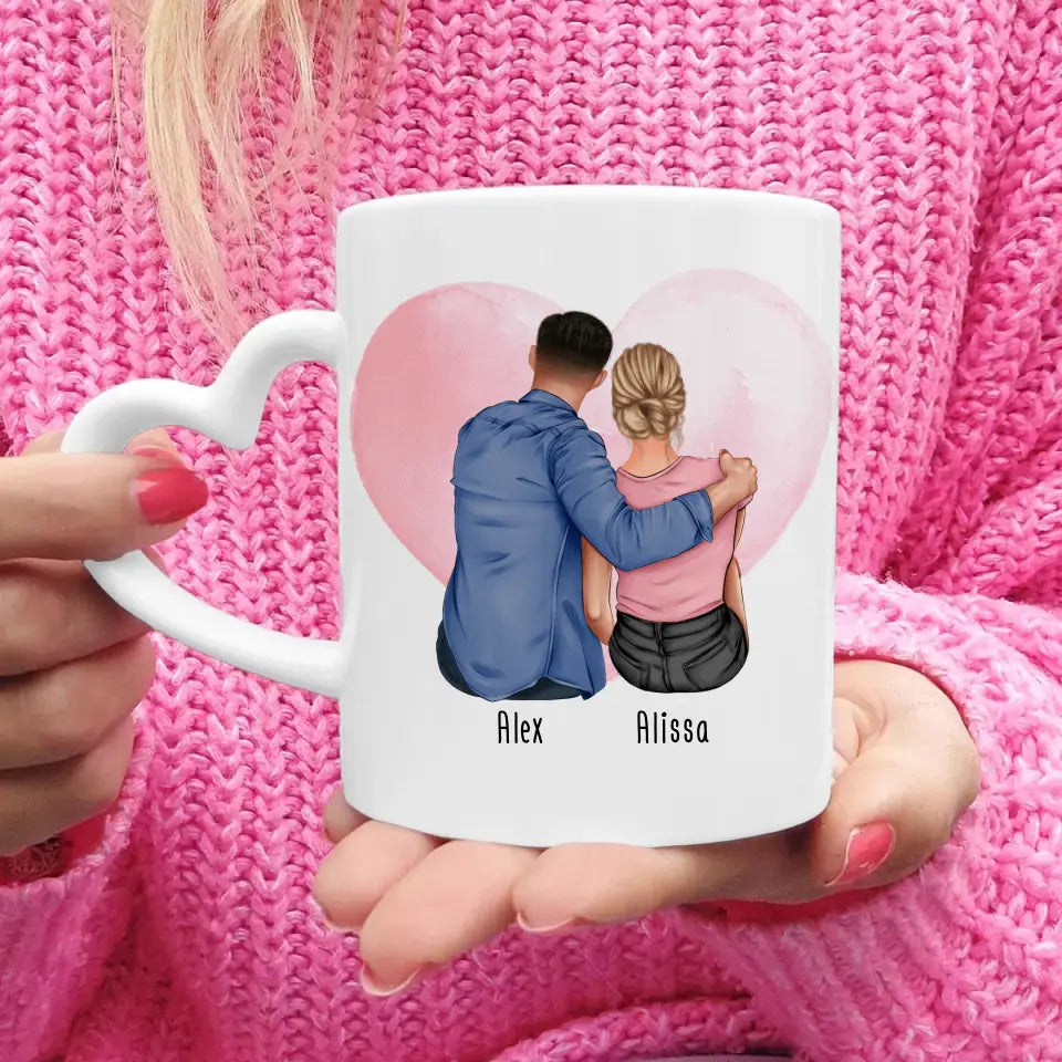 Personalisierte Tasse mit Paar (sitzend)