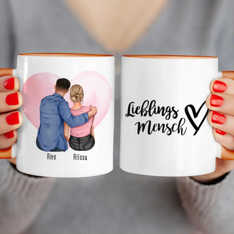 Personalisierte Tasse mit Paar (sitzend)