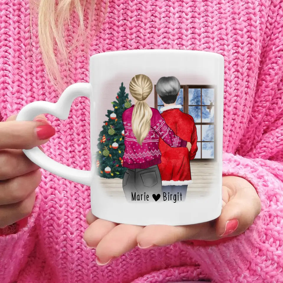 Personalisierte Tasse - Mutter/Mama + Tochter (stehend) - Weihnachtstasse