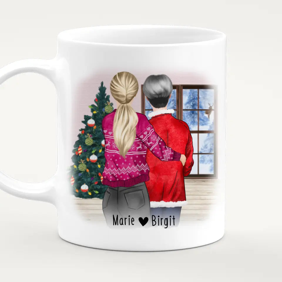 Personalisierte Tasse - Mutter/Mama + Tochter (stehend) - Weihnachtstasse