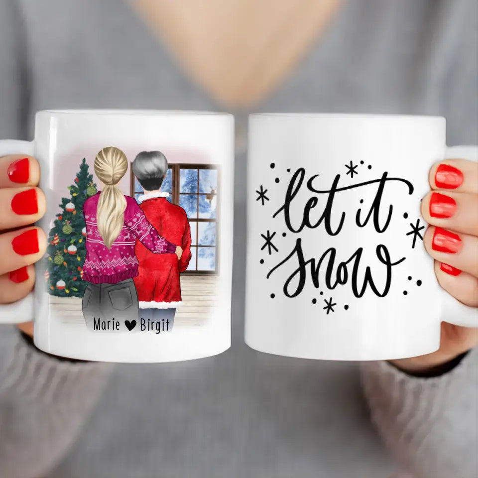 Personalisierte Tasse - Mutter/Mama + Tochter (stehend) - Weihnachtstasse