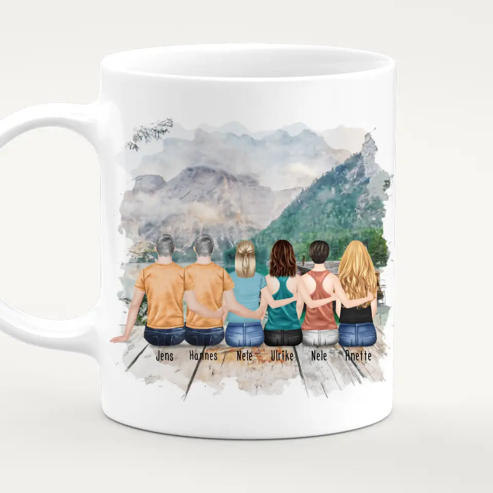 Personalisierte Tasse mit Bruder/Schwester (4 Schwestern + 2 Brüder)