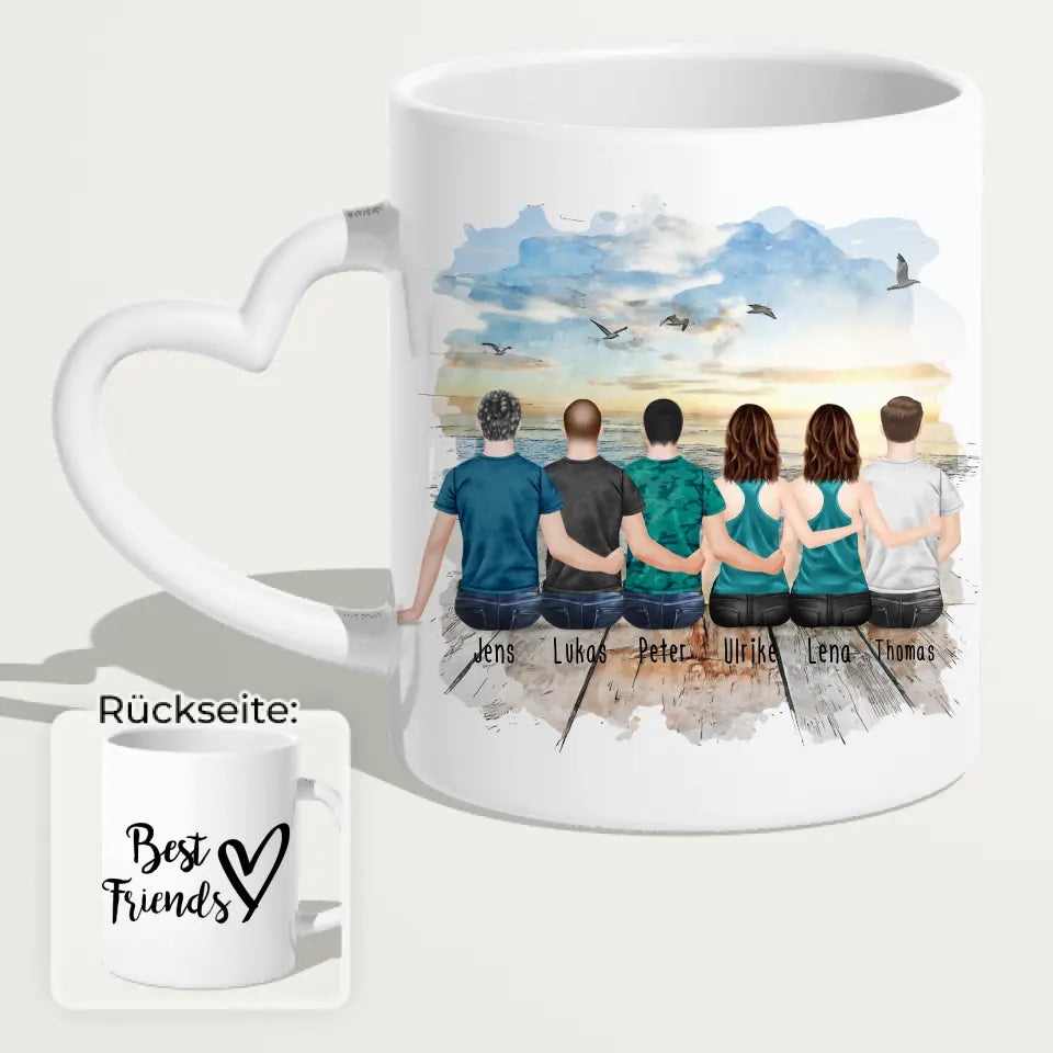 Personalisierte Tasse - Beste Freunde (2 Frauen + 4 Männer)