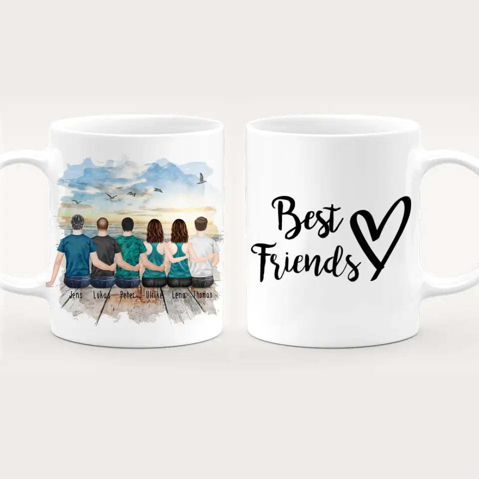 Personalisierte Tasse - Beste Freunde (2 Frauen + 4 Männer)