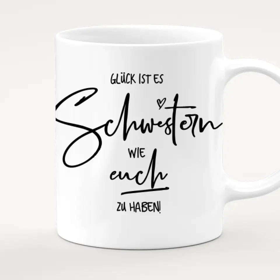 Personalisierte Tasse - Beste Schwestern mit Jacken (4 Schwestern)