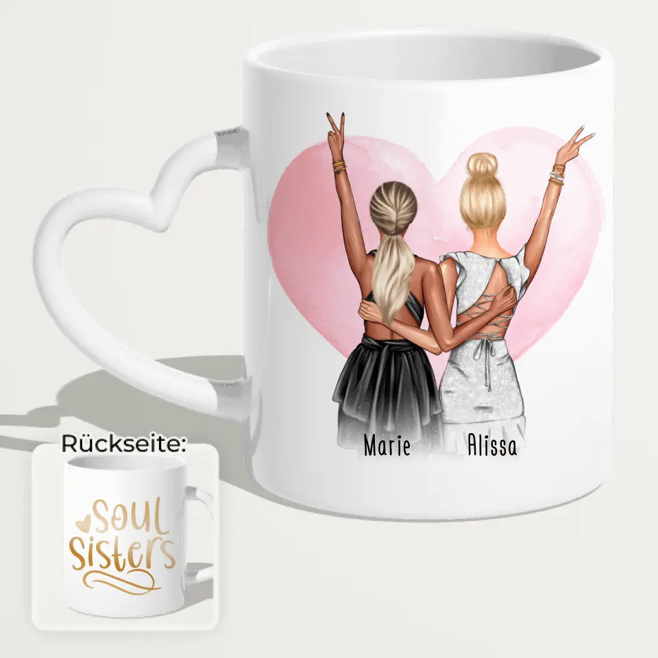 Personalisierte Tasse - Beste Schwestern mit Kleid (2 Schwestern) - Schwestern Tasse