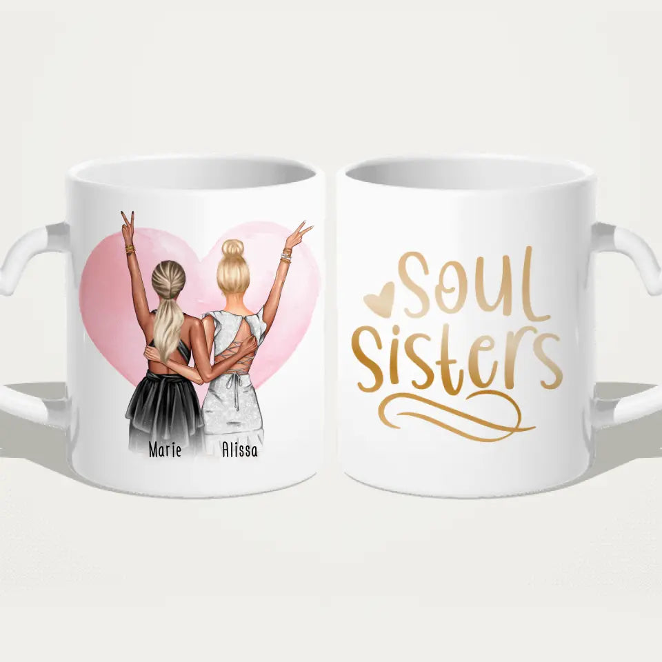 Personalisierte Tasse - Beste Schwestern mit Kleid (2 Schwestern) - Schwestern Tasse