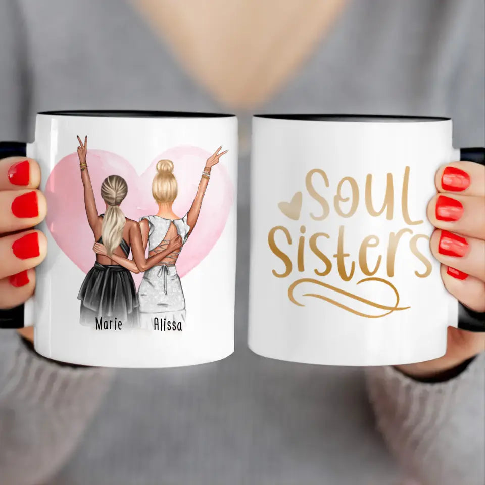 Personalisierte Tasse - Beste Schwestern mit Kleid (2 Schwestern) - Schwestern Tasse