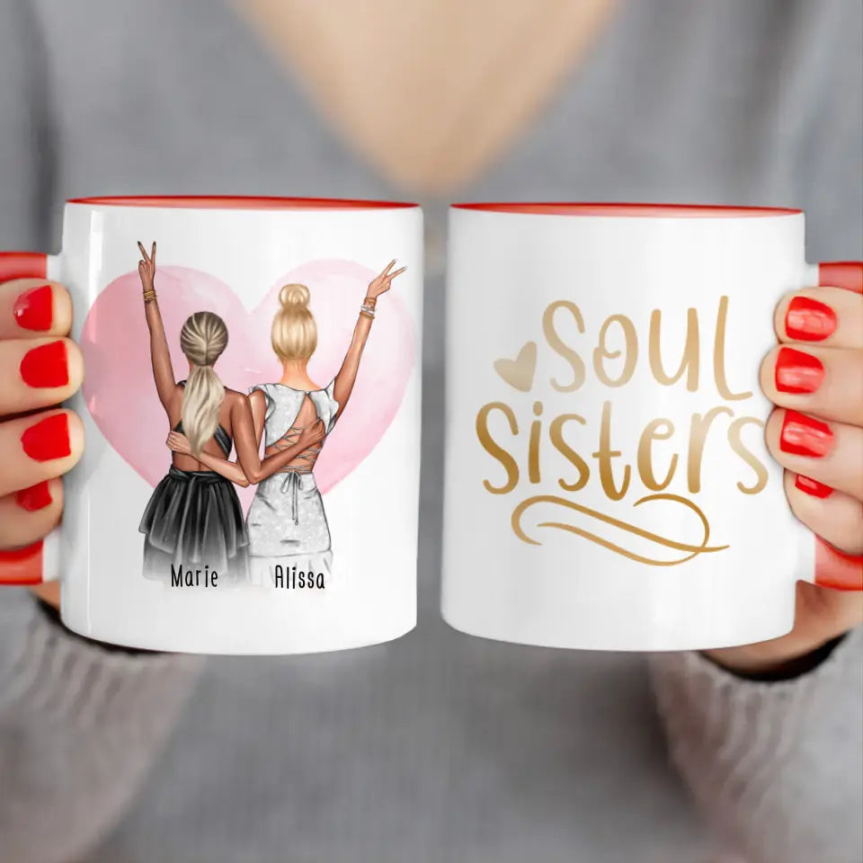 Personalisierte Tasse - Beste Schwestern mit Kleid (2 Schwestern) - Schwestern Tasse