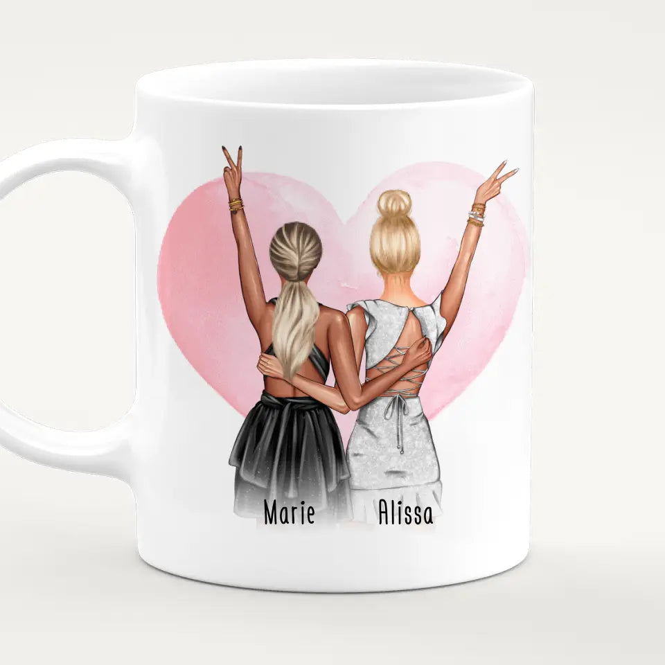 Personalisierte Tasse - Beste Schwestern mit Kleid (2 Schwestern) - Schwestern Tasse