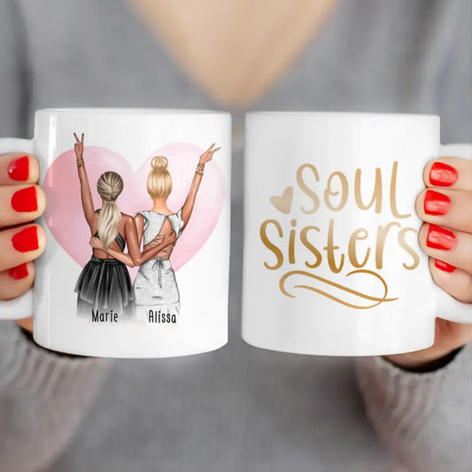 Personalisierte Tasse - Beste Schwestern mit Kleid (2 Schwestern) - Schwestern Tasse