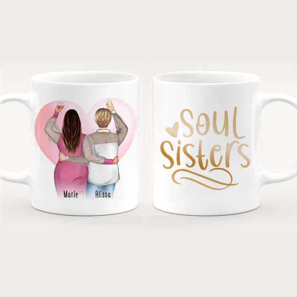 Personalisierte Tasse Beste Freundin (2 Freundinnen) (Plus Size)