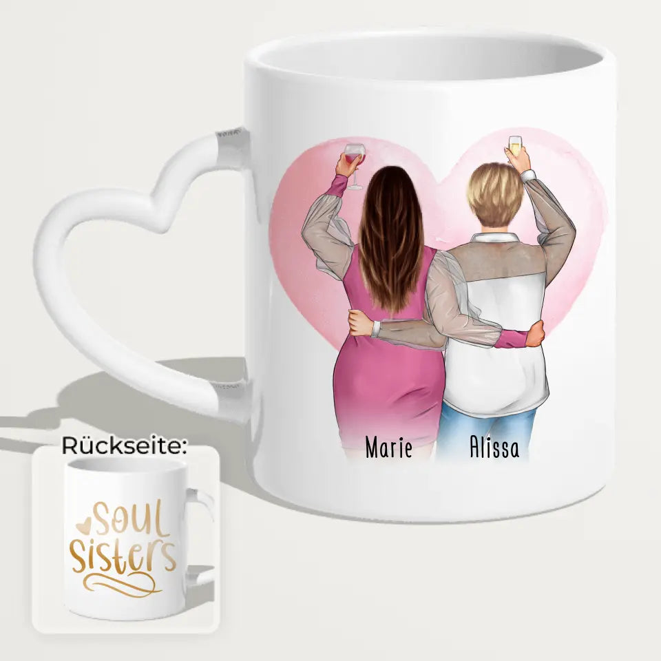 Personalisierte Tasse Beste Freundin (2 Freundinnen) (Plus Size)