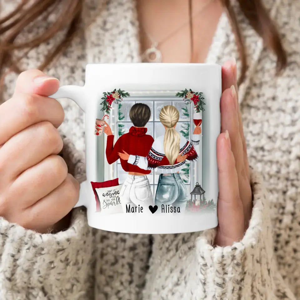 Personalisierte Tasse Beste Schwestern (2 Schwestern) - Weihnachtstasse