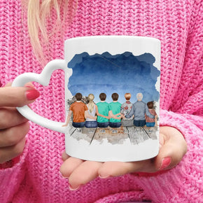 Personalisierte Tasse - 1 Frau + 3 Männer + 1 Oma + 1 Opa + 1 Kind