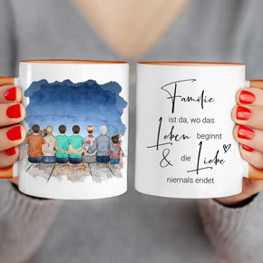 Personalisierte Tasse - 1 Frau + 3 Männer + 1 Oma + 1 Opa + 1 Kind