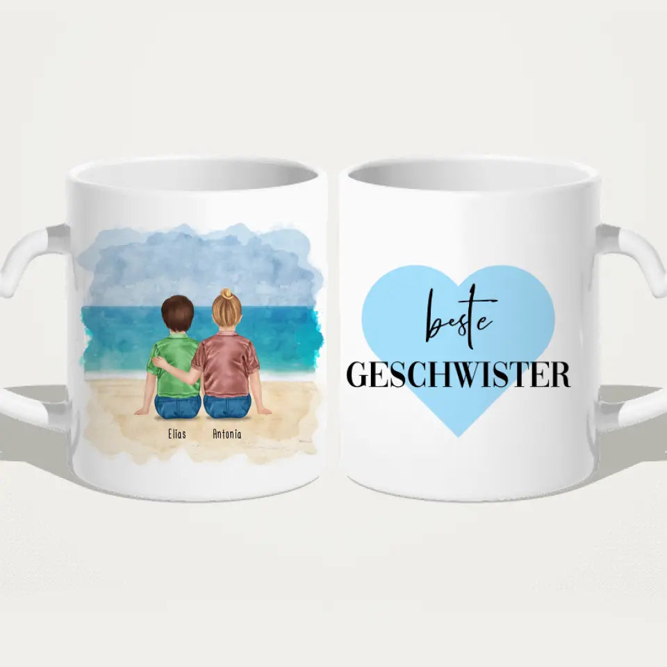 Personalisierte Tasse - Beste Geschwister (2 Kinder)