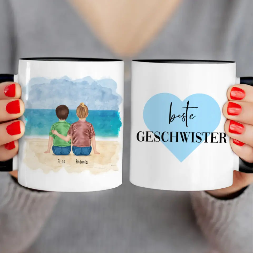 Personalisierte Tasse - Beste Geschwister (2 Kinder)