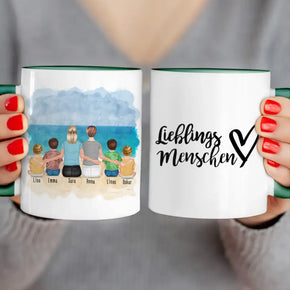 Personalisierte Tasse - 2 Frauen + 2 Kinder + 2 Babys