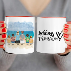 Personalisierte Tasse - 2 Frauen + 2 Kinder + 2 Babys