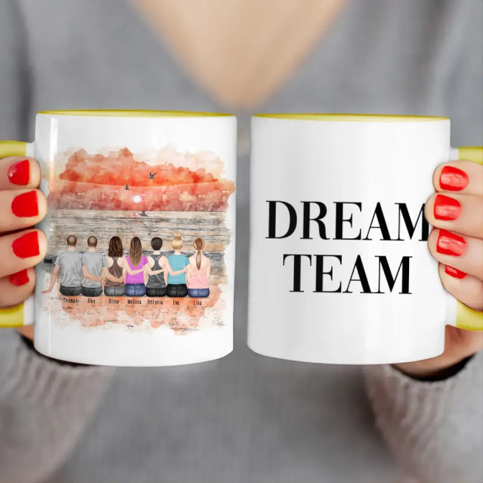 Personalisierte Tasse - Beste Freunde - 5 Frauen + 2 Männer