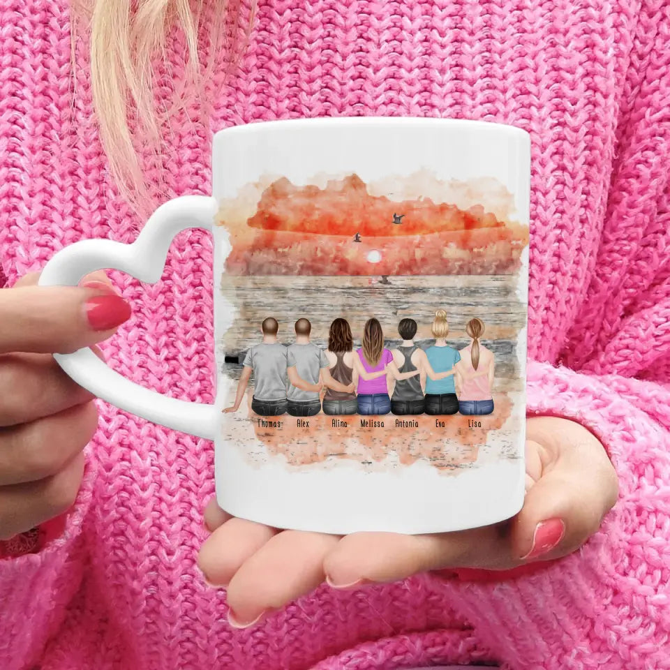 Personalisierte Tasse - Beste Freunde - 5 Frauen + 2 Männer